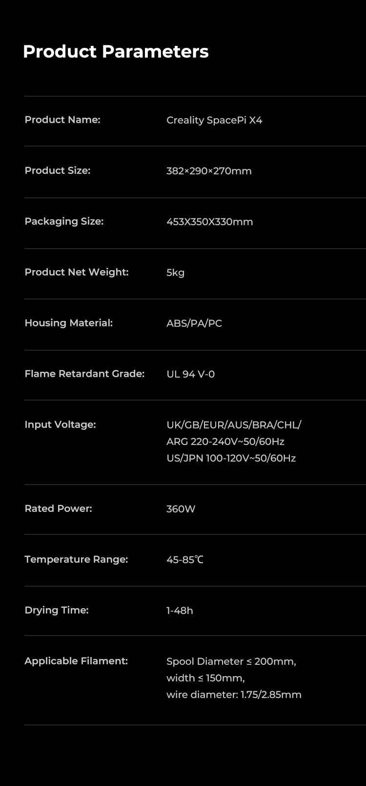 Creality Space Pi X4 Dual Filament Dryer
