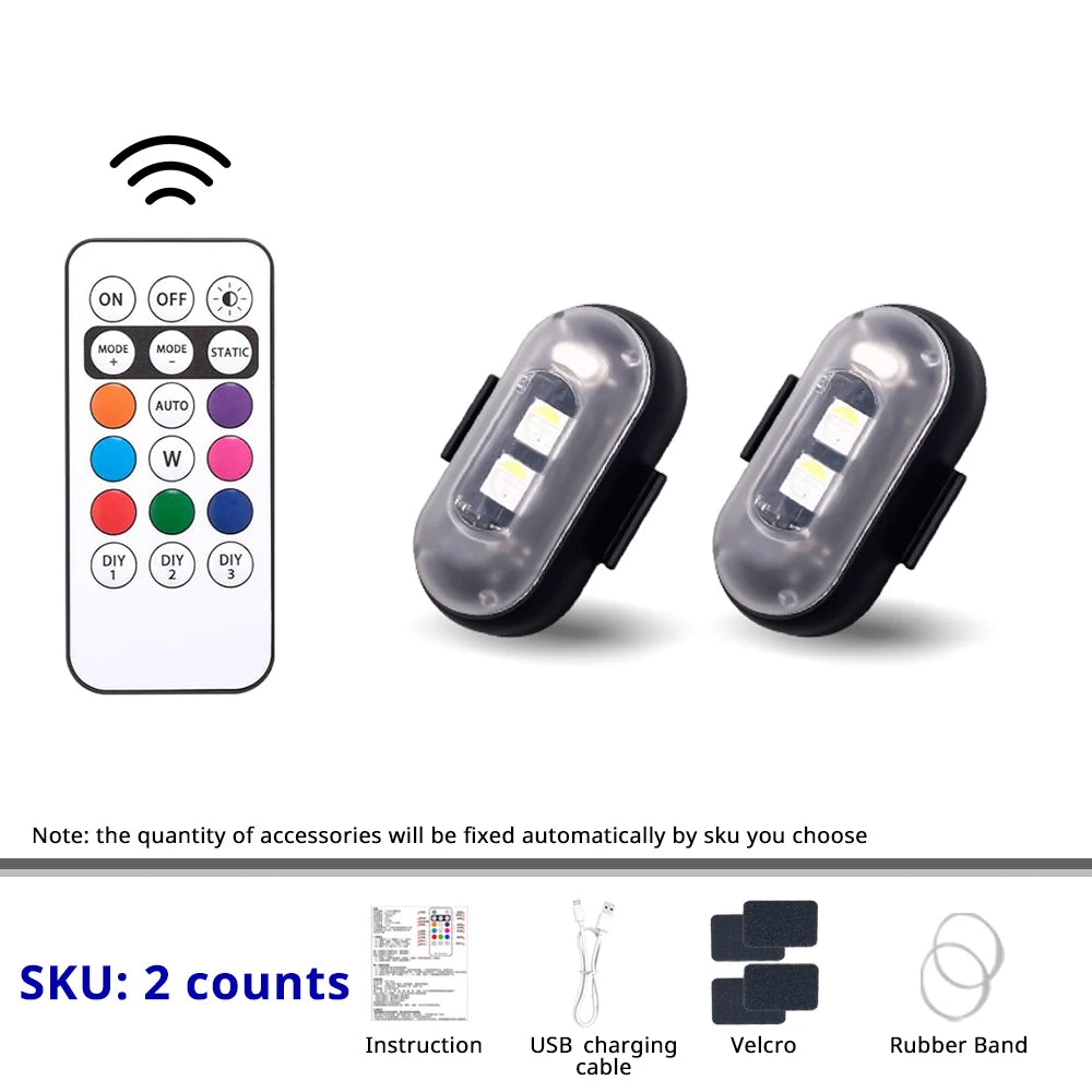RGB LED Wireless Rechargeable Car Lights