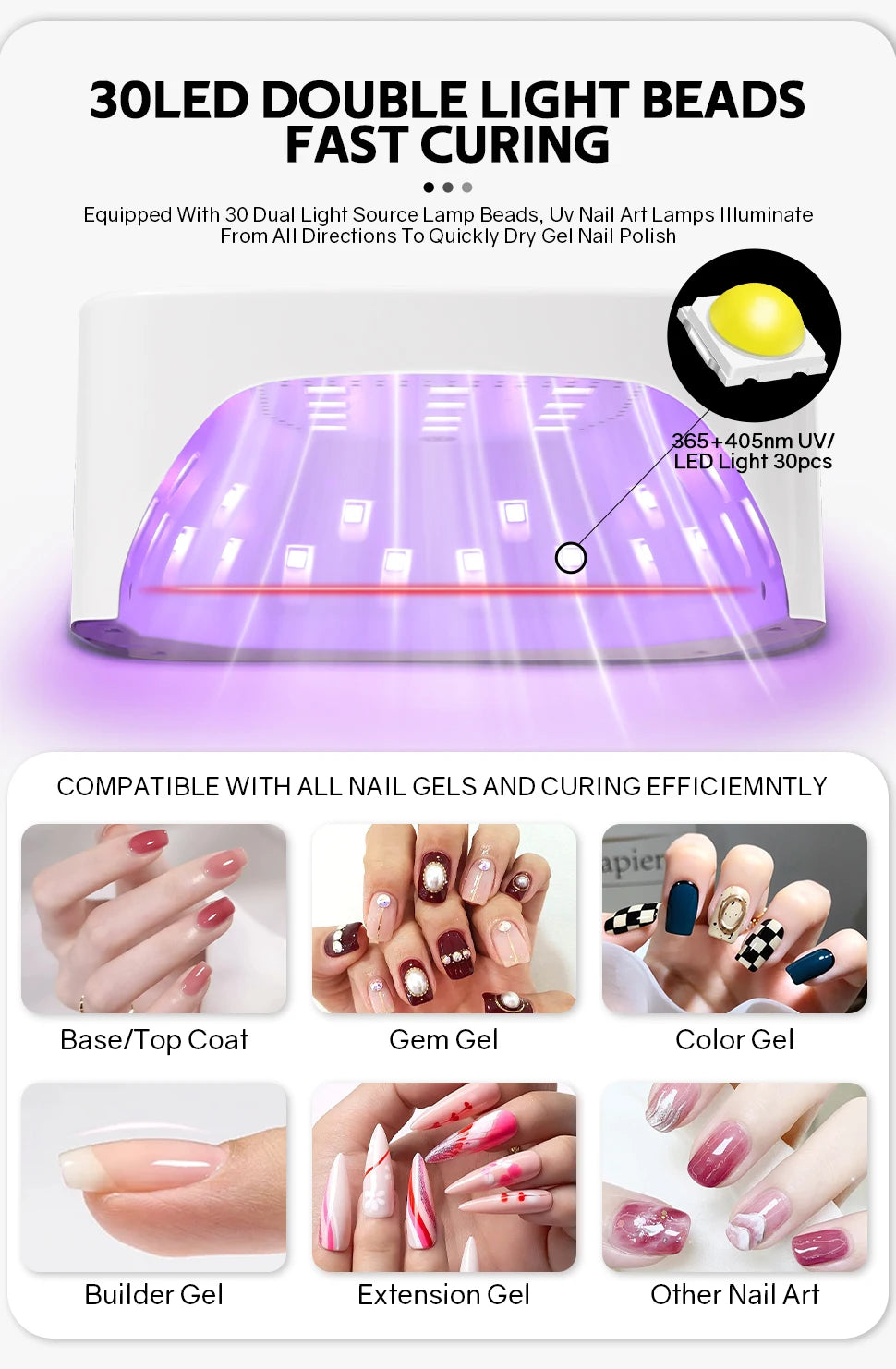 168W Rechargeable UV LED Nail Lamp with LCD Display and Auto Sensor