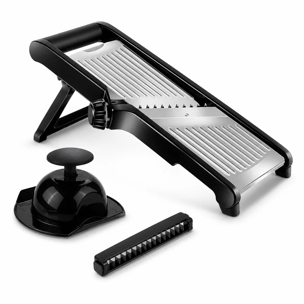 Adjustable Mandoline Slicer with Food Holder, Stainless Steel Kitchen Vegetable Slicer, Julienne Cutter Blade for Home Cooking