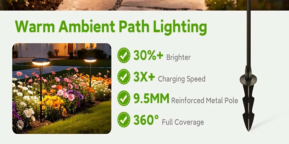 Solar Powered Pathway Lights Outdoor Garden Swaying Light IP65 Waterproof for Planter Flowers Landscape Lighting Decoration Warm