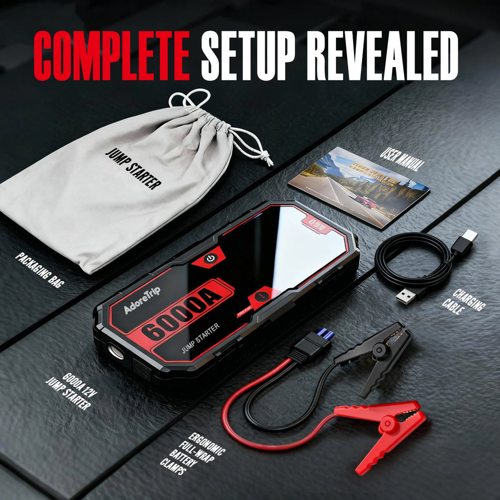 6250A 12V Portable Car Jump Starter Auto Battery Booster Power Bank Emergency Jump Pack Starting Device for 10.0L Gas / 6.5L Diesel Engines