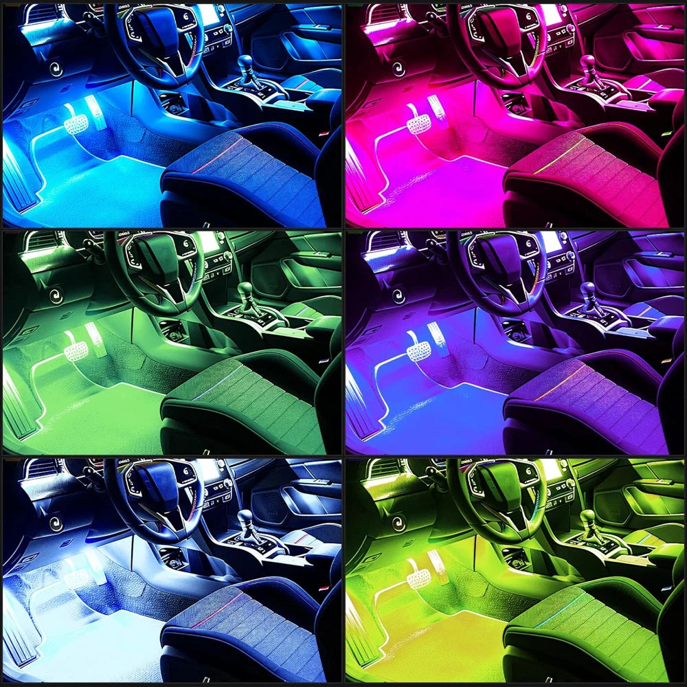 Car Interior LED Ambient Light Strips, 4 Pack, USB