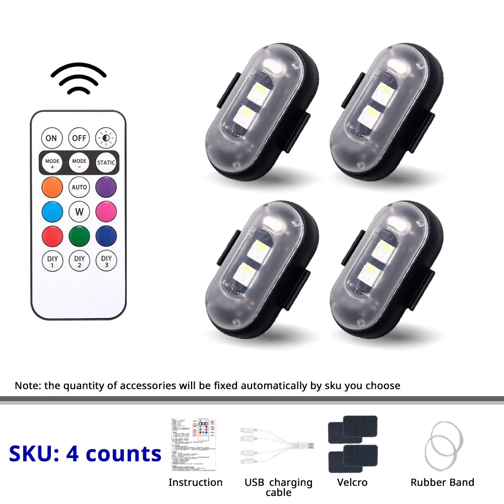 RGB LED Wireless Rechargeable Car Lights