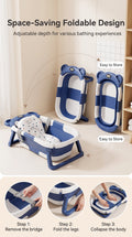 UBRAVOO Foldable Baby Bathtub Set with Temperature Display, Newborn and Infant Tub