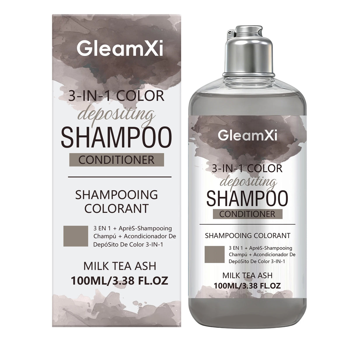 3 in 1 Hair Dye Shampoo for Gray Coverage Natural Herbal Ingredients Milk Tea Ash Brown Long-Lasting Color Deep Nourishing Cleaning Semi-Permanent Hair Color Shampoo