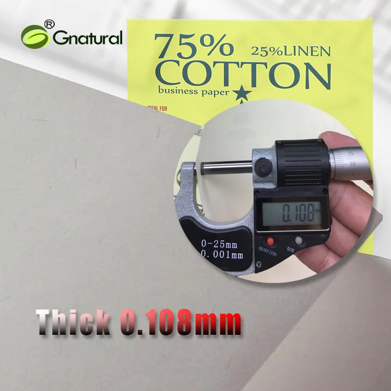 85gsm, US 75% Cotton 25% Linen Paper, Letter Size 216*279mm, Ivory Color, Visible Fiber, Low-Starch, Waterproof, 100 Sheets, MLY