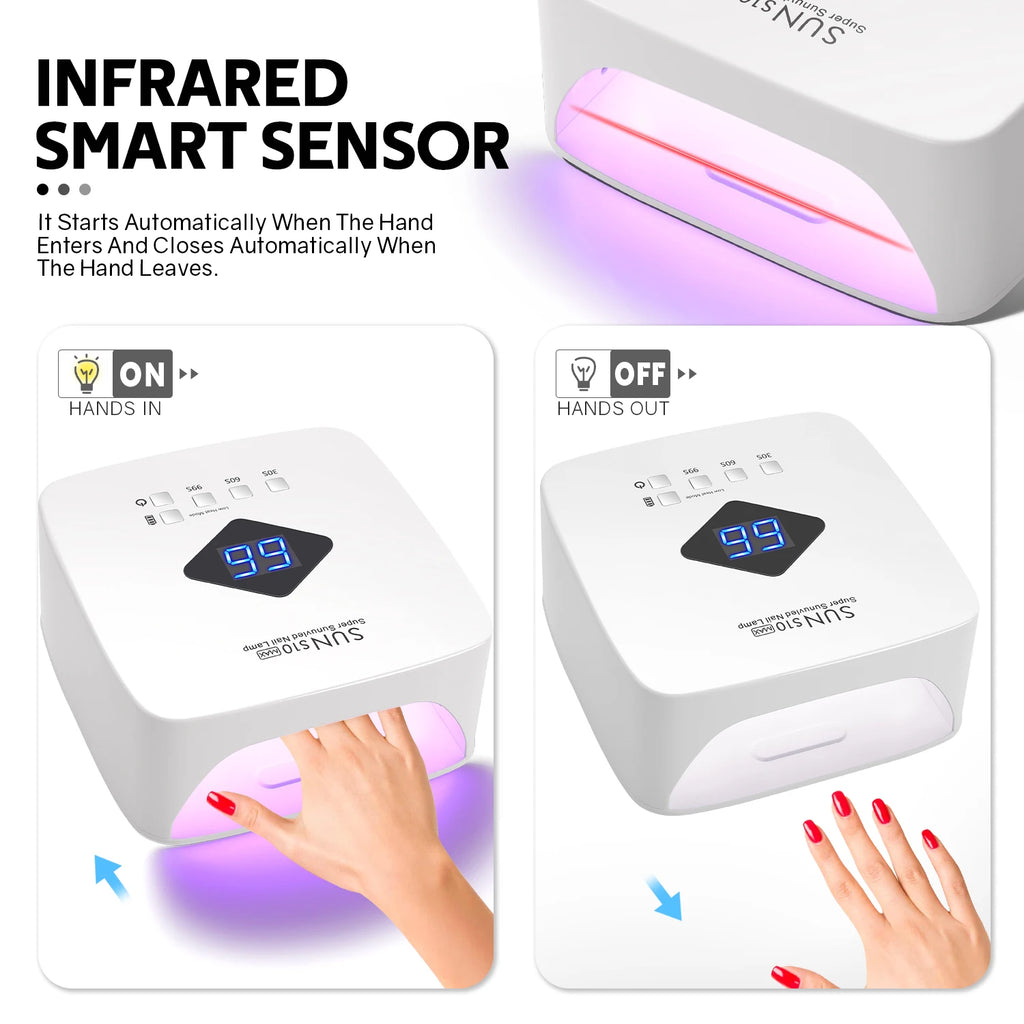 168W Rechargeable UV LED Nail Lamp with LCD Display and Auto Sensor