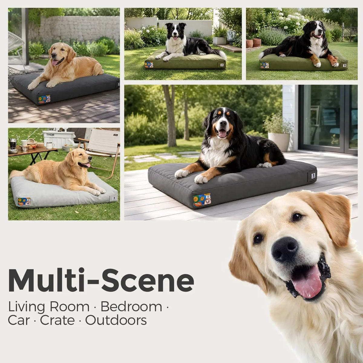 42-Inch Chew-Resistant Waterproof Outdoor Dog Bed