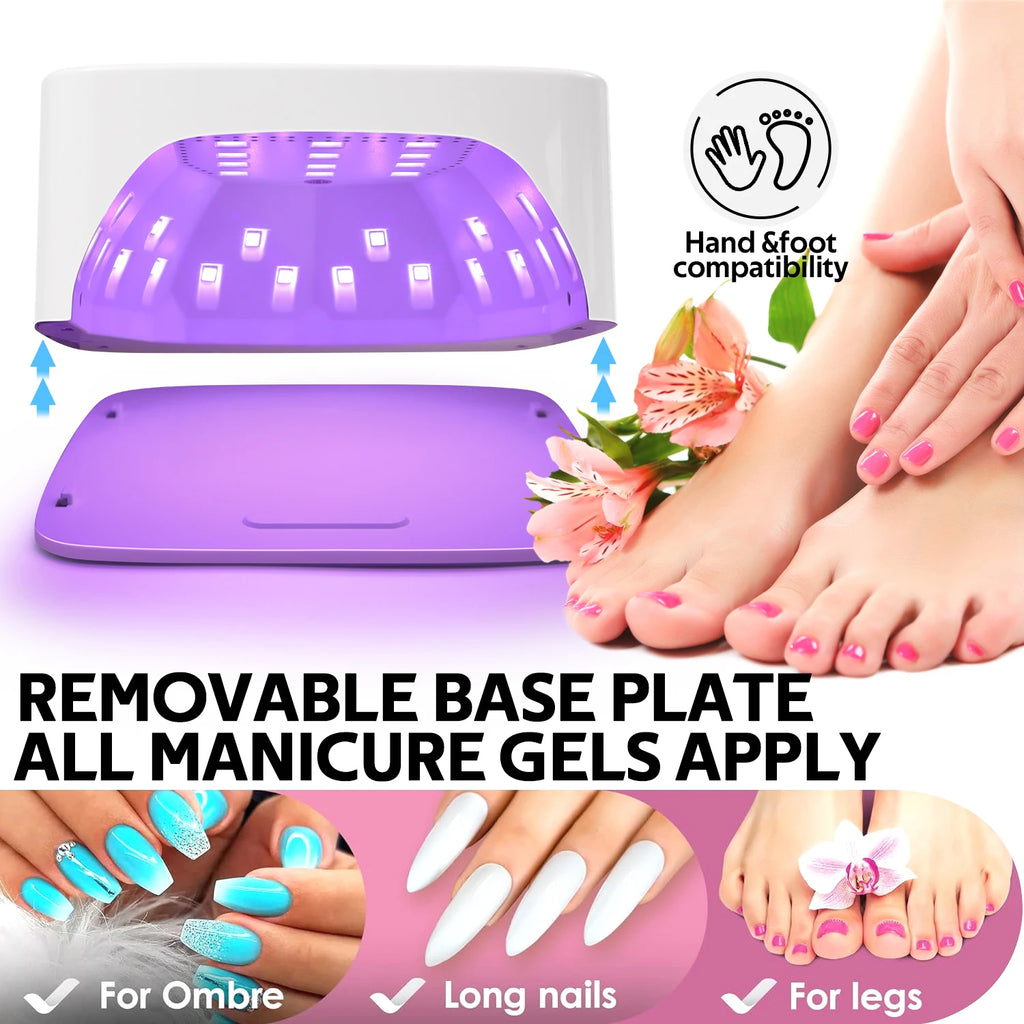 168W Rechargeable UV LED Nail Lamp with LCD Display and Auto Sensor