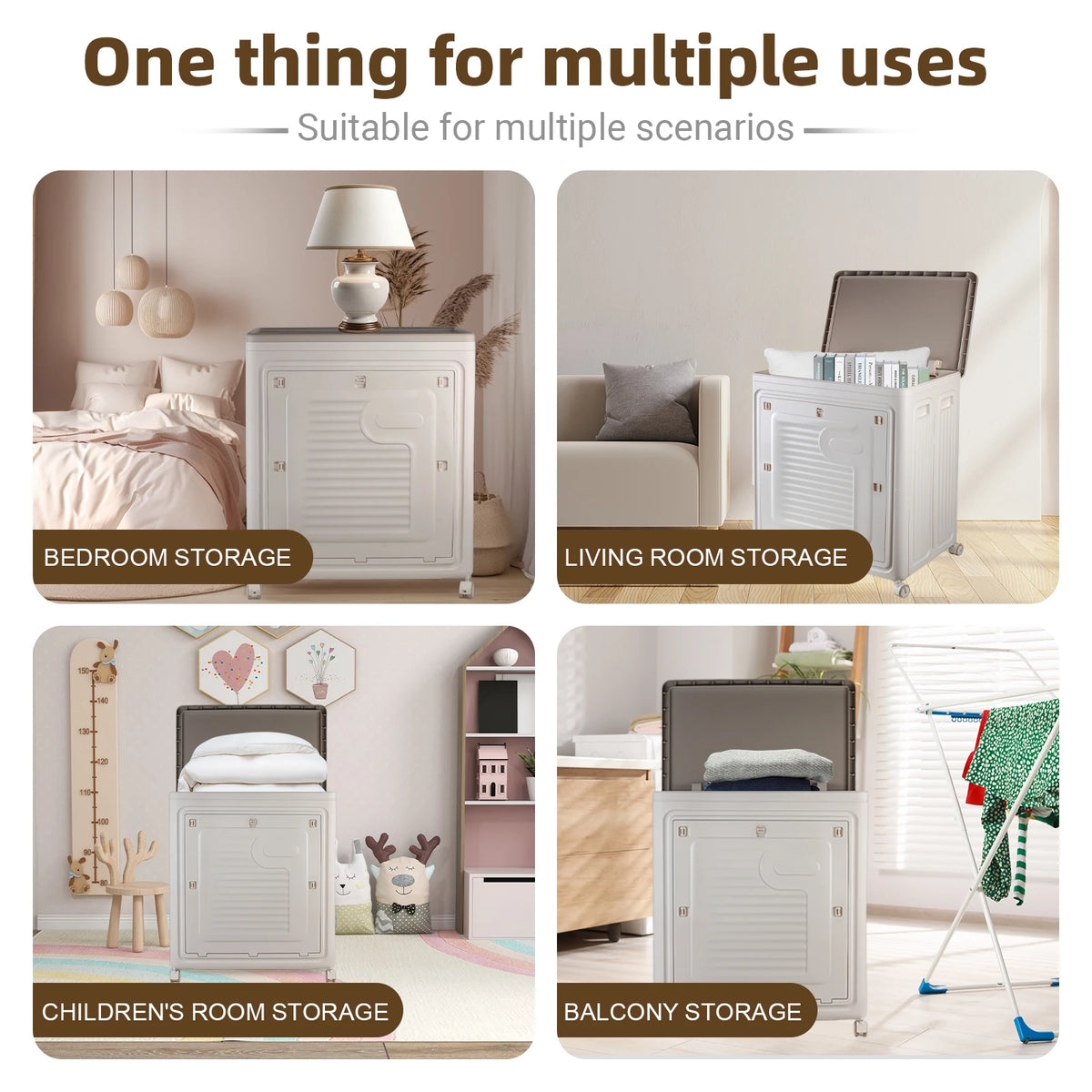 Foldable Storage Box with Wheels – Large Capacity, Dustproof & Multi-Purpose Storage Cabinet, Household Organizer Items