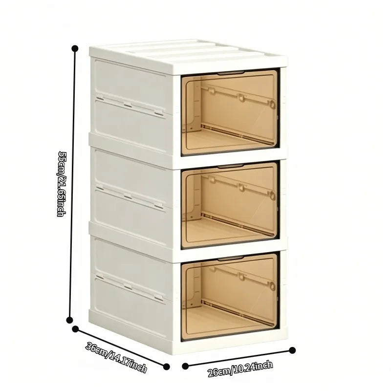Stackable Shoe Storage Cabinet with Clear Doors, 3 or 6 Tier