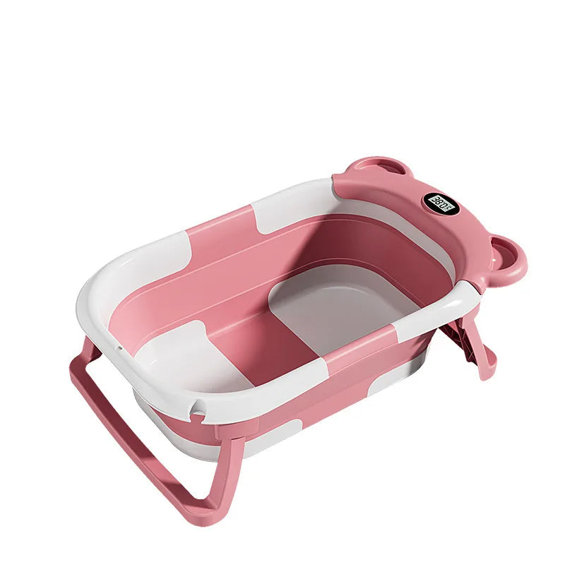 UBRAVOO Foldable Baby Bathtub Set with Temperature Display, Newborn and Infant Tub