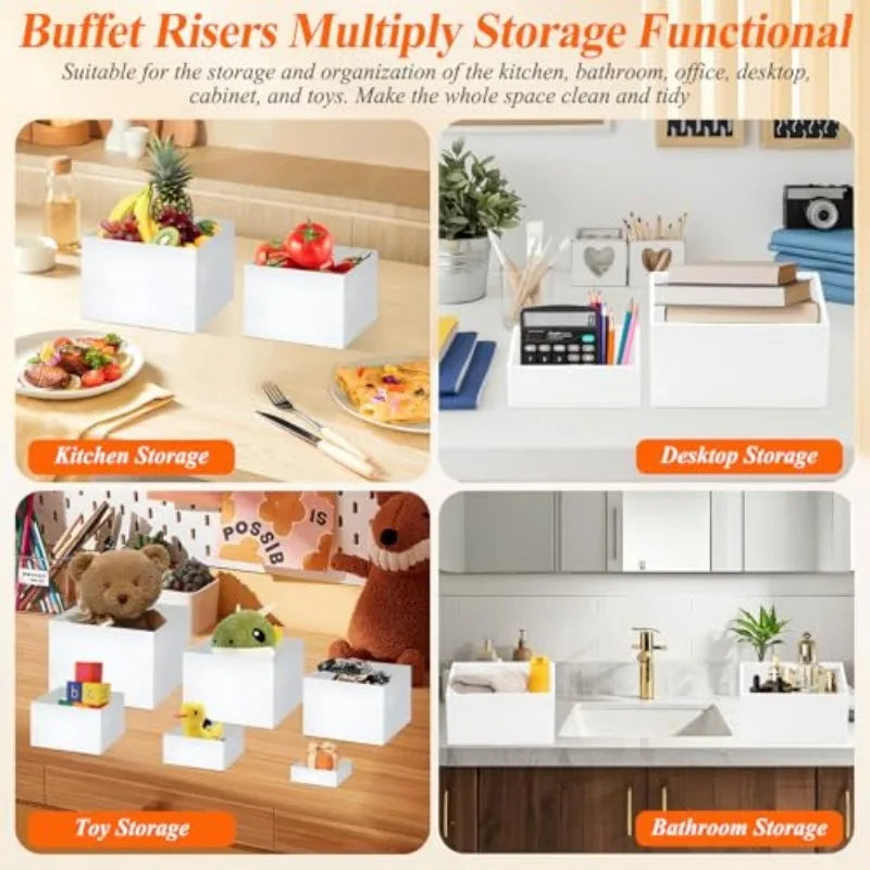 Acrylic Buffet Risers Stand with Mini Sign And Maker Food Display Elevation for Parties Weddings Home Decor