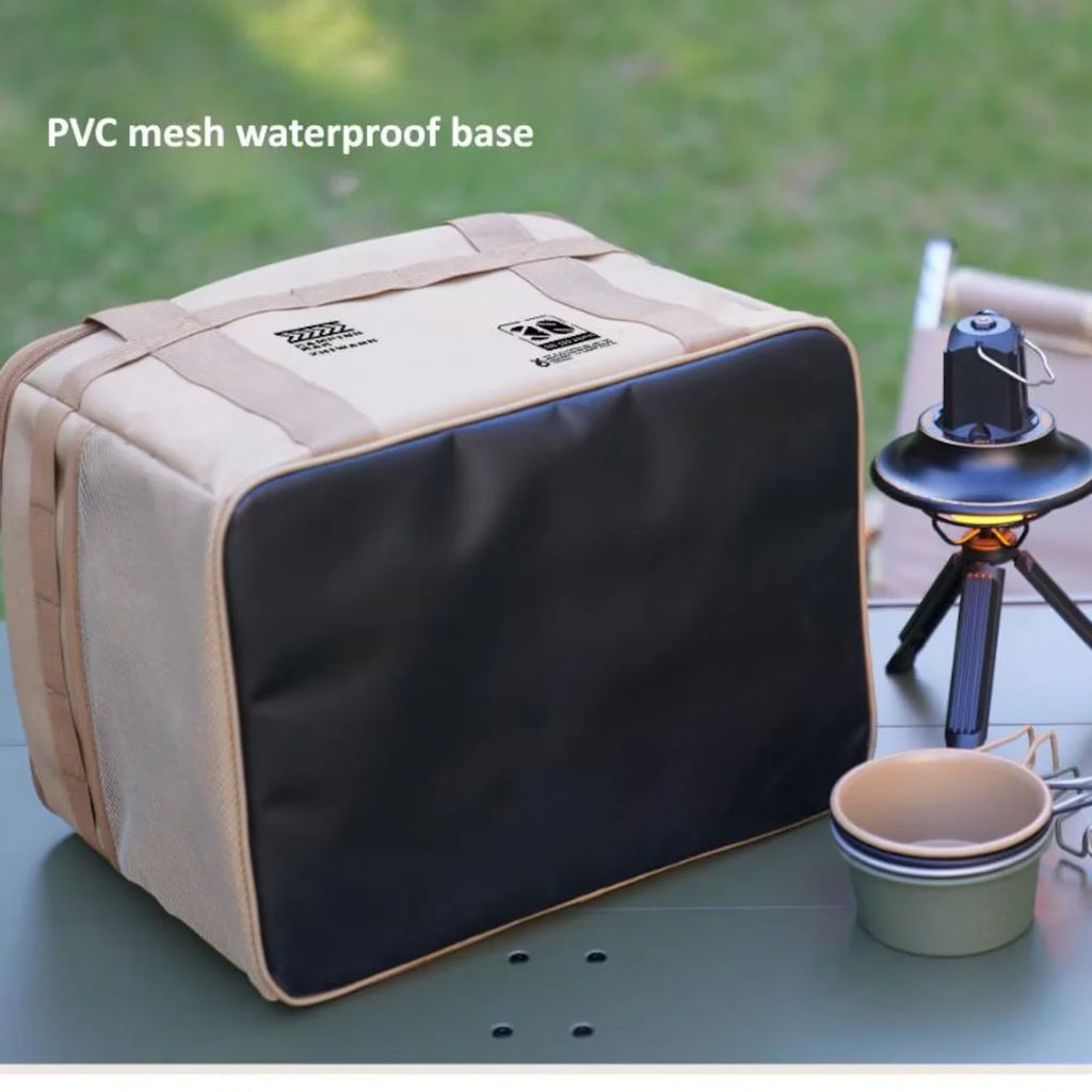 Large Capacity Camping Storage Bag Heavy Duty Water Repellent 600D Oxford Tactical Gear Organizer Foldable Portable Cookware Storage Bin For Car Trunk Hiking Fishing Picnic BBQ Road Trip Outdoor Travel Accessories