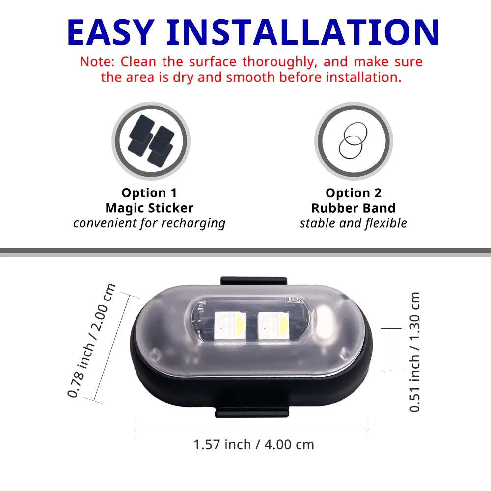 RGB LED Wireless Rechargeable Car Lights