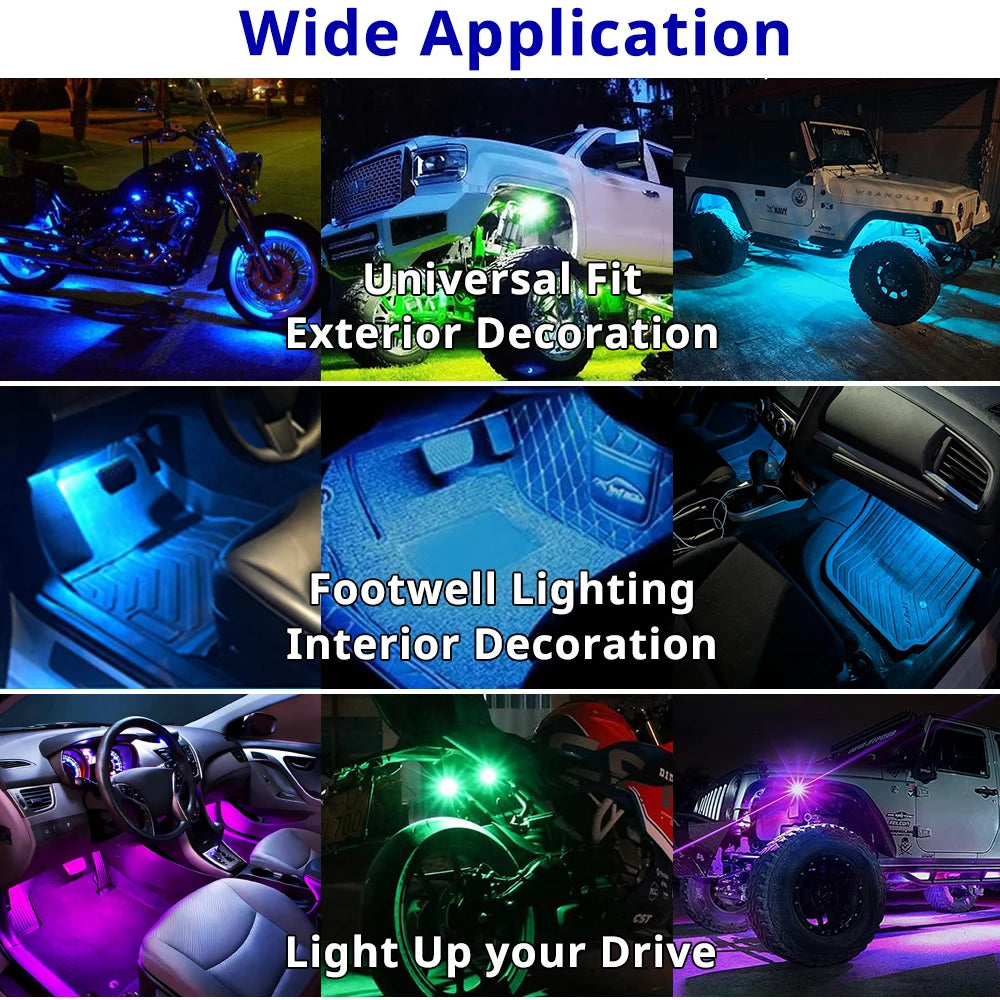 RGB LED Wireless Rechargeable Car Lights