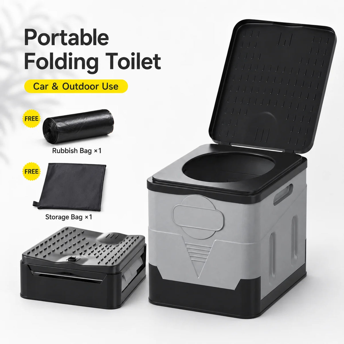 Portable Folding Car Toilet with Lid