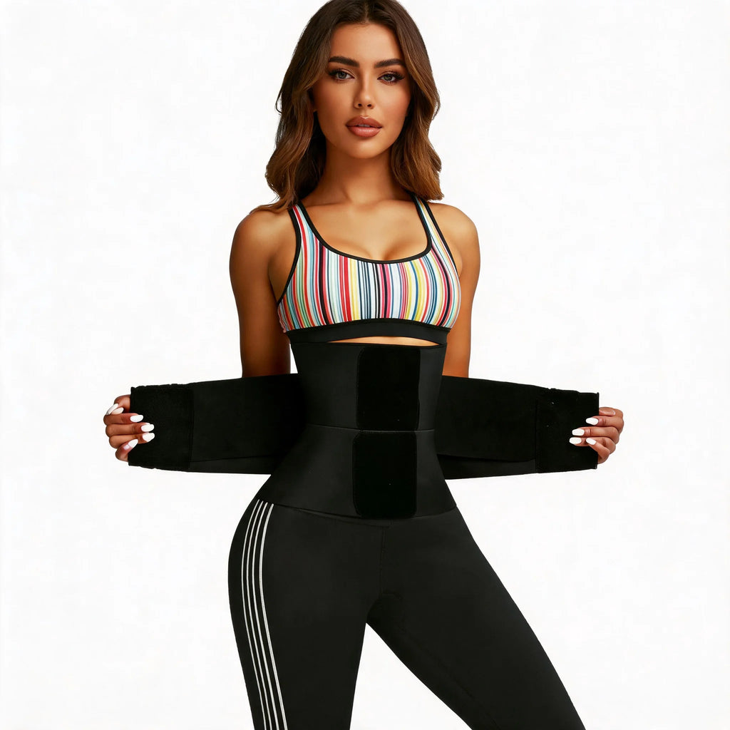Women Red Leopard Waist Trainer Double Strap Tummy Control Corset Sauna Sweat Belt Fitness Body Shaper Fajas Reductoras