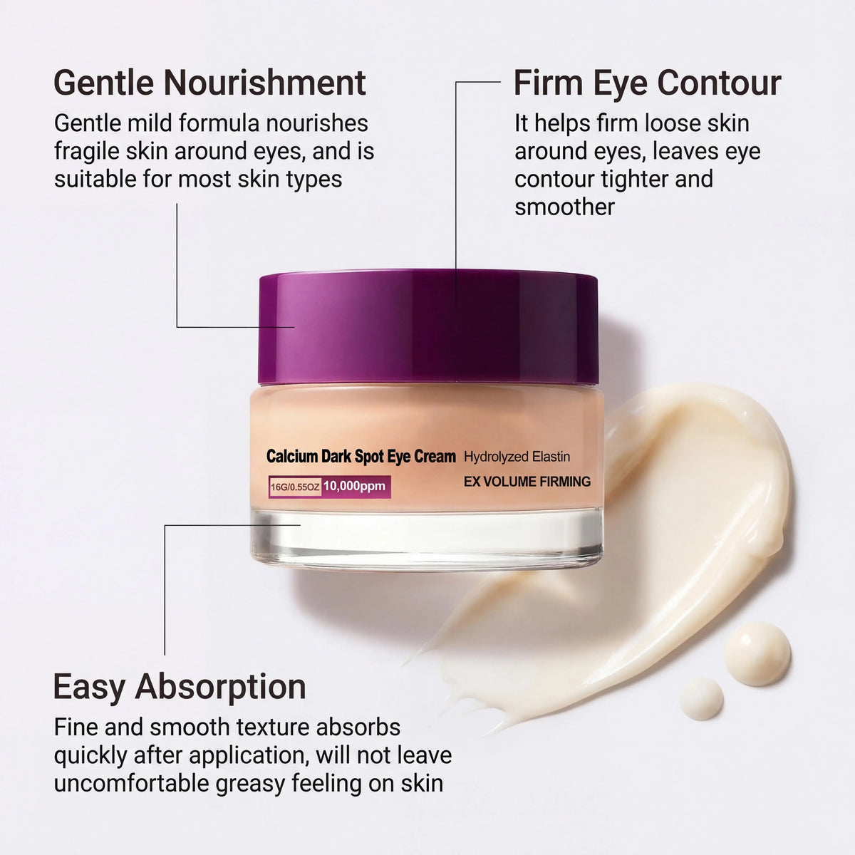 Calcium Dark Spot Eye Cream Tallow Extract Rebuild Elasticity Firming Dark Circle Reducing Hydrating Nourishing Anti Aging Tightening Skin Care