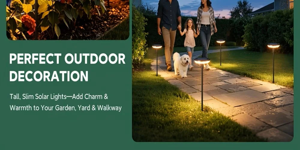 Solar Powered Pathway Lights Outdoor Garden Swaying Light IP65 Waterproof for Planter Flowers Landscape Lighting Decoration Warm