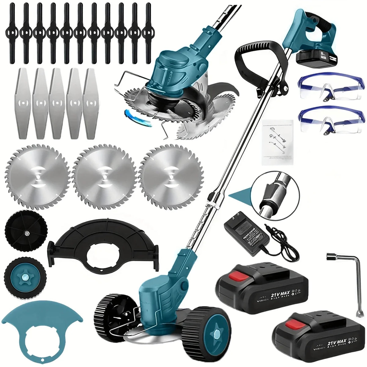 Cordless Lawn Trimmer, Edger and Brush Cutter for Garden and Yard