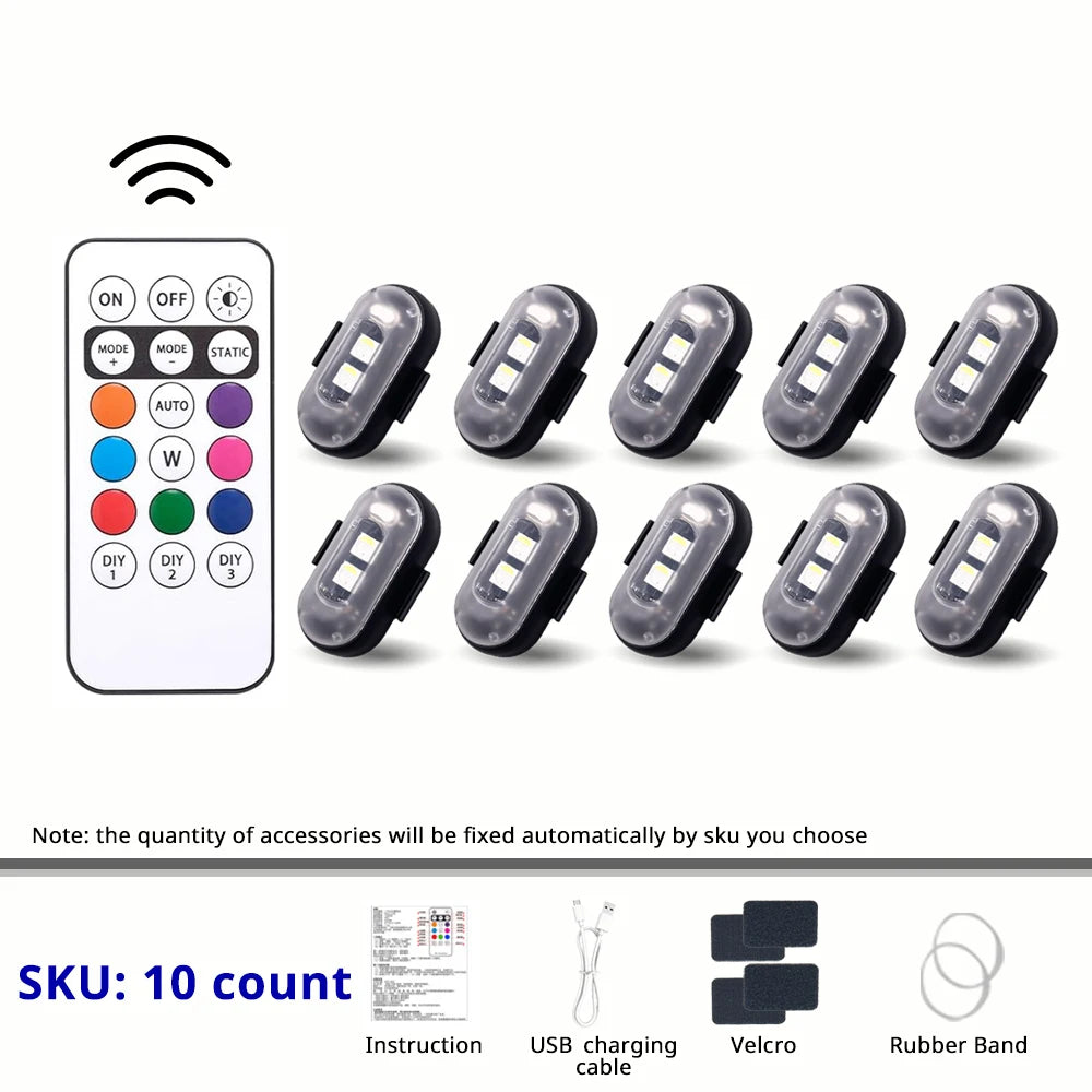 RGB LED Wireless Rechargeable Car Lights