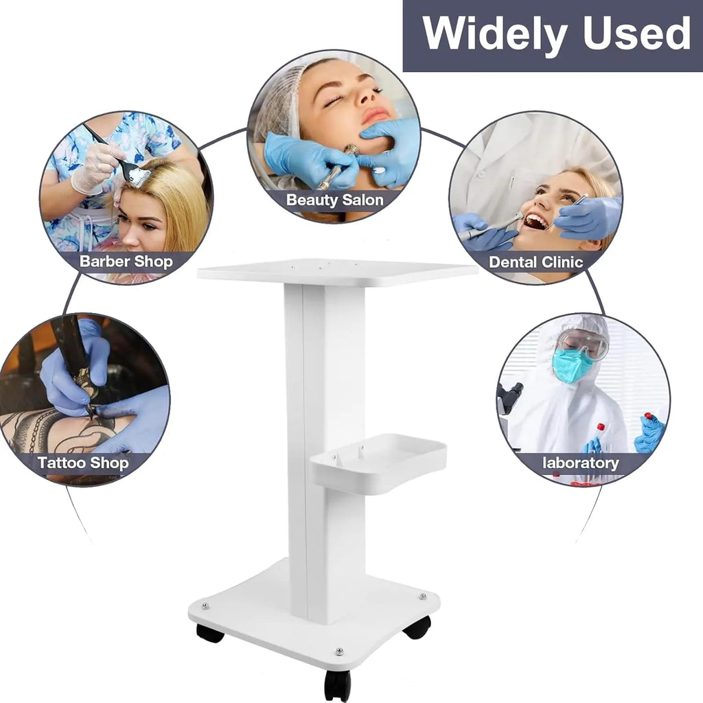 3-Tier Rolling Beauty Salon Trolley Cart with Wheels, Adjustable Spa and Tattoo Cart