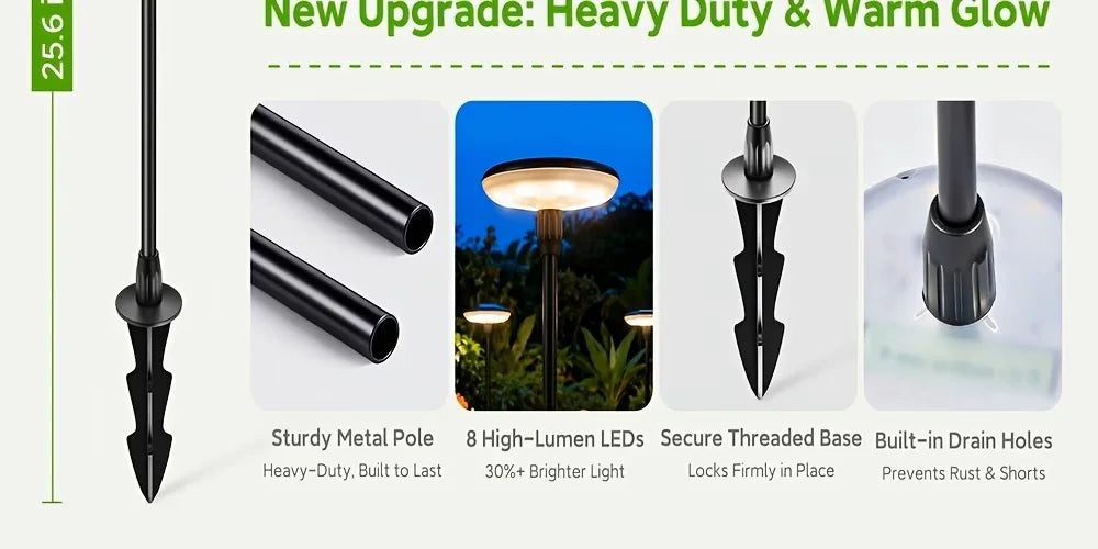Solar Powered Pathway Lights Outdoor Garden Swaying Light IP65 Waterproof for Planter Flowers Landscape Lighting Decoration Warm