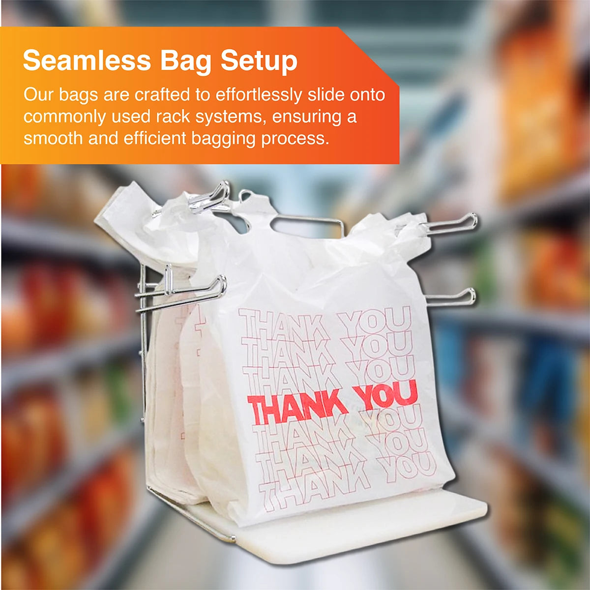 Heavy Duty Thank You T-Shirt Carry Bags, White, 1000 Count, 11.5 X 6.5 X 22 in, HDPE Grocery Shopping Bags
