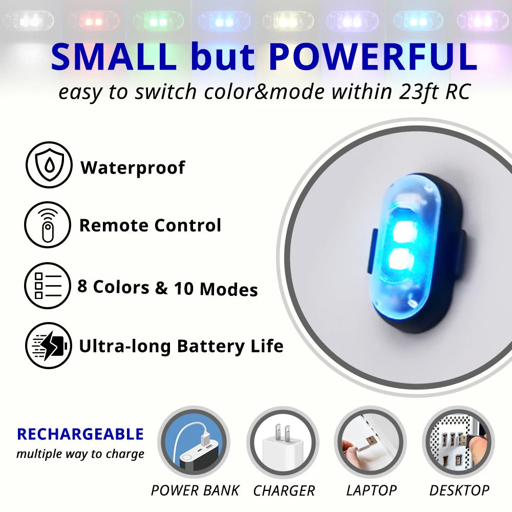 RGB LED Wireless Rechargeable Car Lights