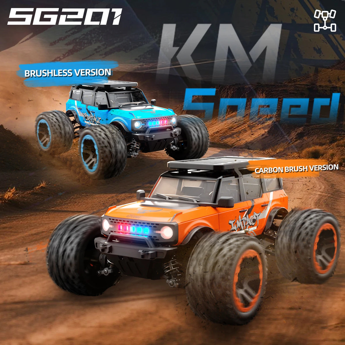 ZNLYRION RC Car SG201MAX PRO 1:20 4WD  40KM/H Brushed or 55KM/H Brushless Full Proportional Remote Control Truck with LED Lights Independent Suspension Metal Drive Shaft