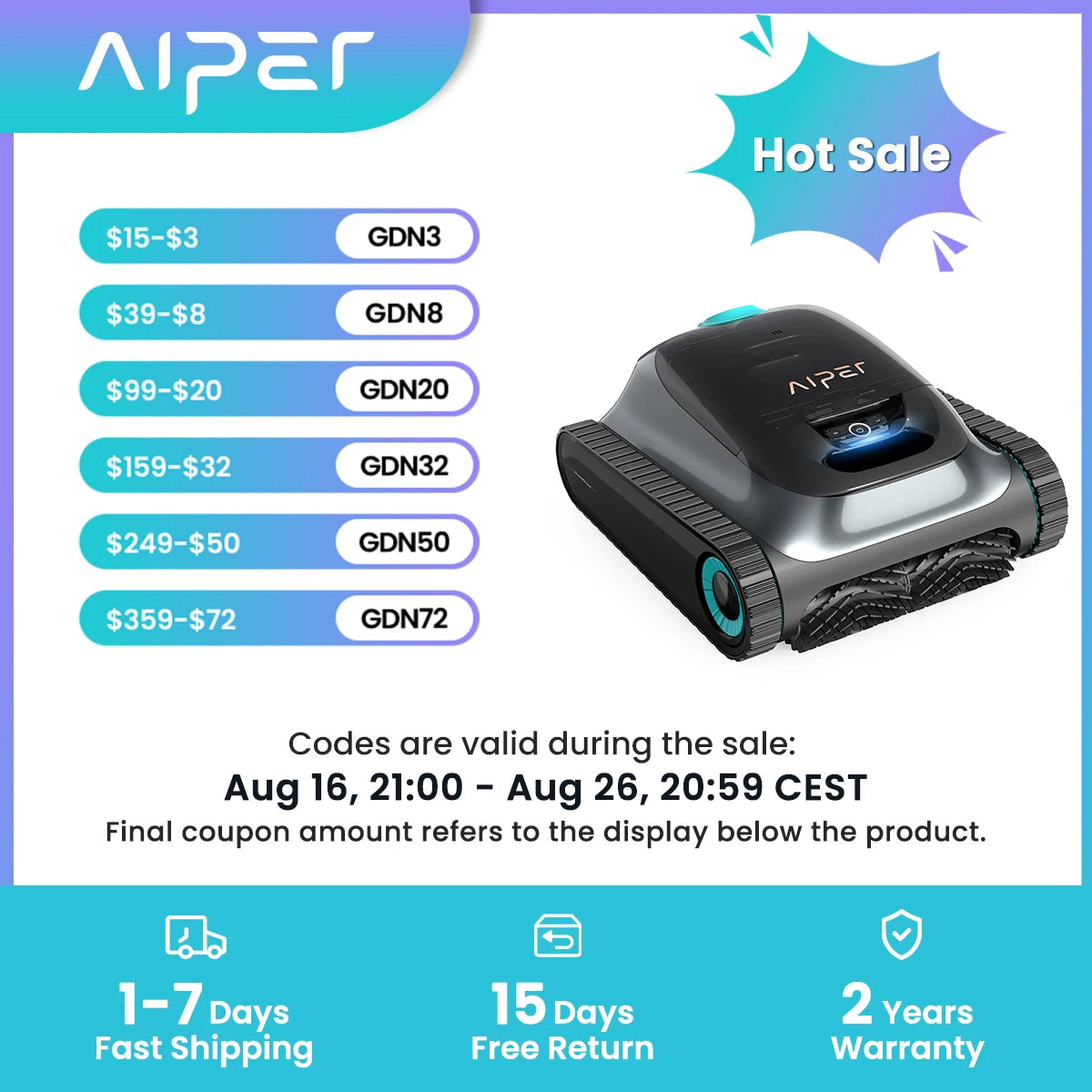 Refurbished Aiper Scuba S1 2026 Robotic Pool Cleaner, 270 Min Runtime, Floor/Wall/Waterline/Shallow Area Cleaning, Ultra-fine Filter, Smarter Navigation, High-Precision Sensors, App Support