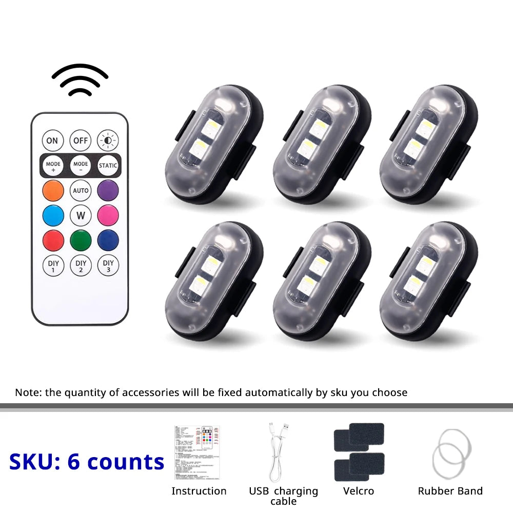 RGB LED Wireless Rechargeable Car Lights