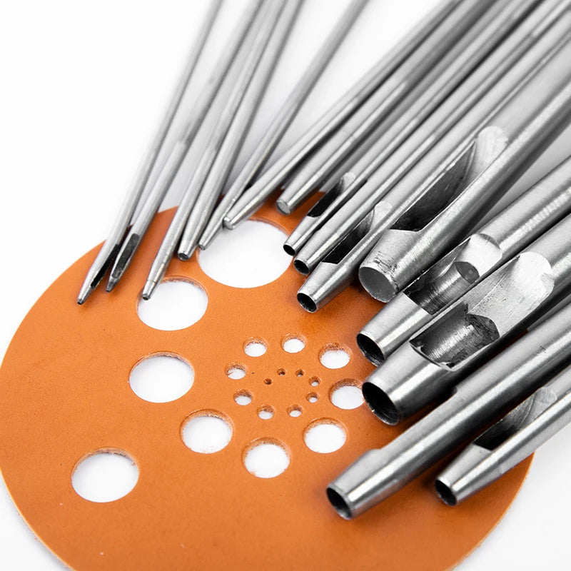 WUTA Basic Series 5-15 Pcs Leather Hollow Punch Set Round Hole Steel DIY Craft Working Tools for Watch Band,Fabric,Plastics,Gask