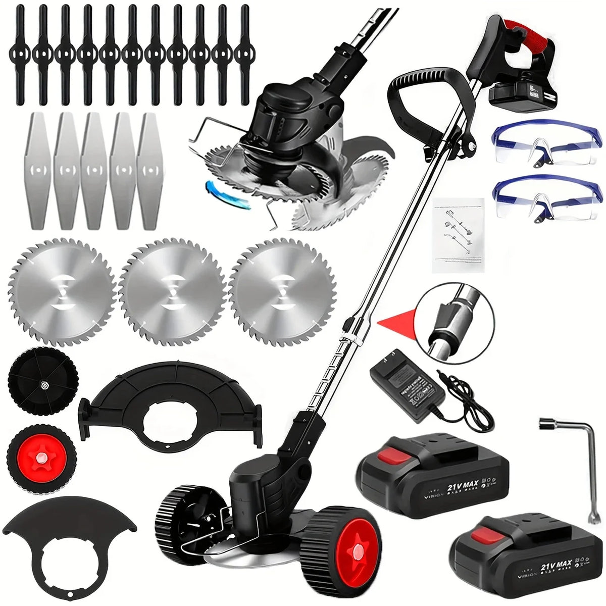 Cordless Lawn Trimmer, Edger and Brush Cutter for Garden and Yard