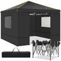 10x10ft Pop Up Canopy Gazebo Tent Awning With Mesh Window 4 Sidewall Carry Bag 4 Stakes Ropes For Party Event Garden Courtyard
