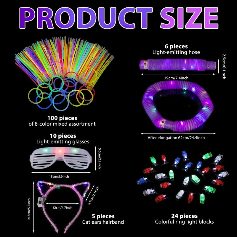 145-Piece Glow Party Supplies Pack
