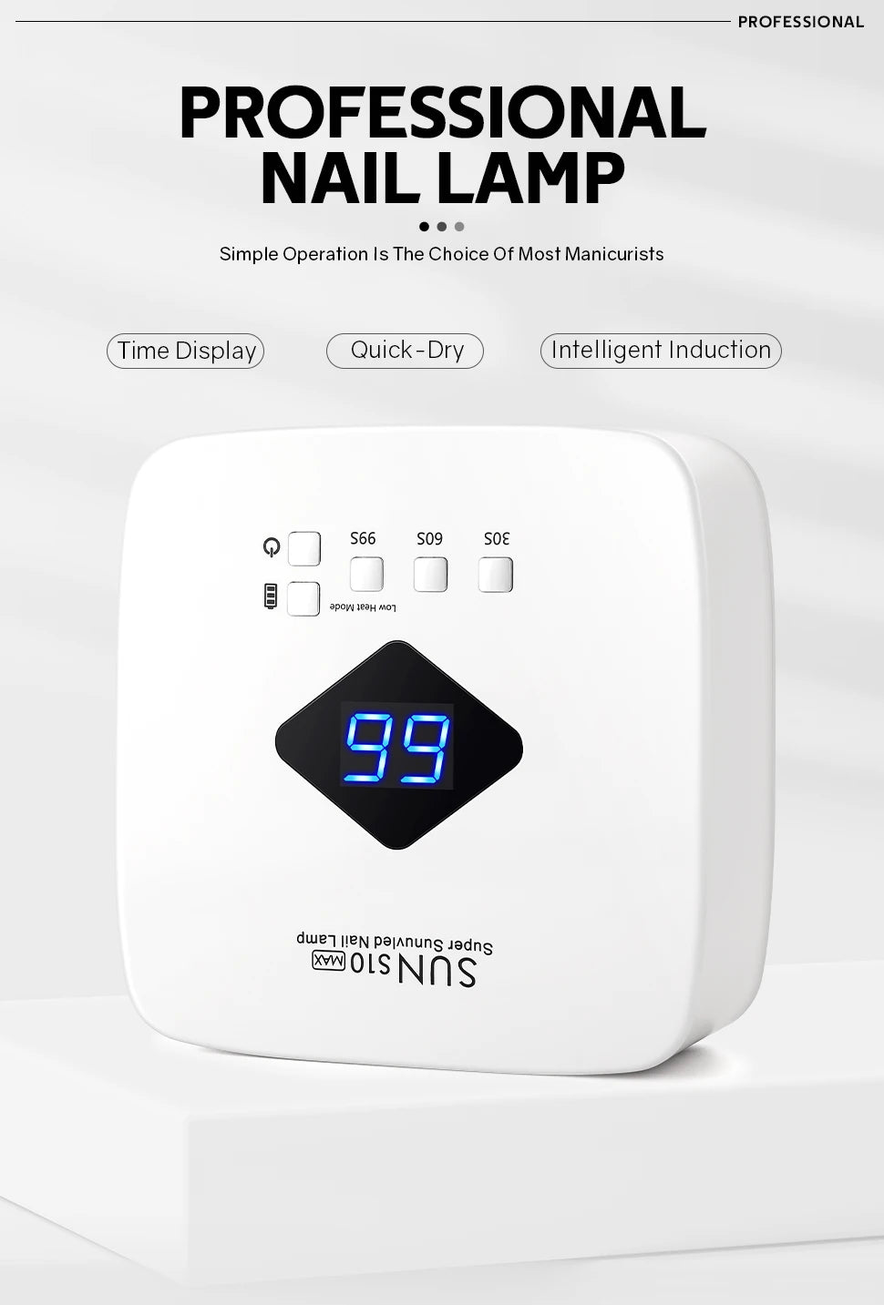168W Rechargeable UV LED Nail Lamp with LCD Display and Auto Sensor