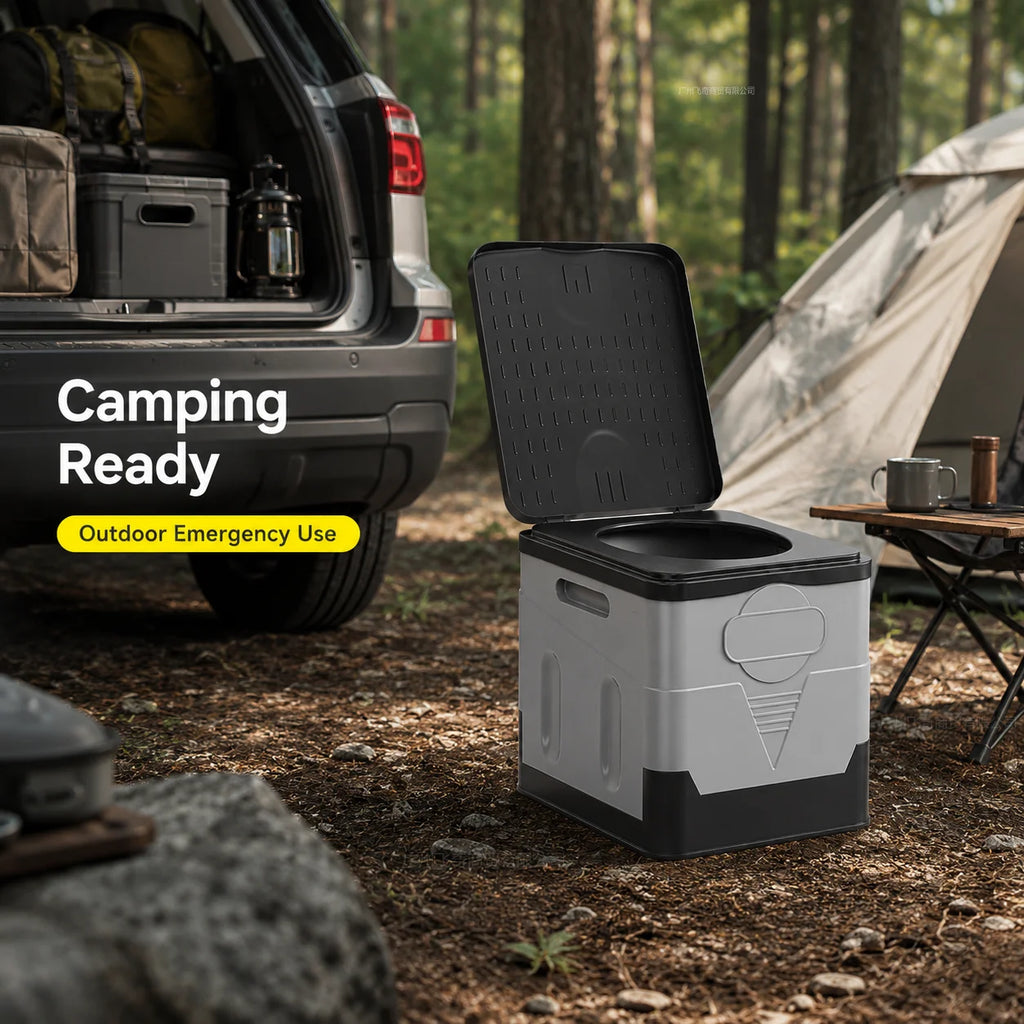 ZM Portable Folding Car Toilet PP Travel Potty with Lid Compact Emergency Toilet Car Trash Bin Foldable Camping Toilet Footstool Storage Box for Road Trips RV Camping Fishing Outdoor Travel Adults Easy Clean Practical Multifu