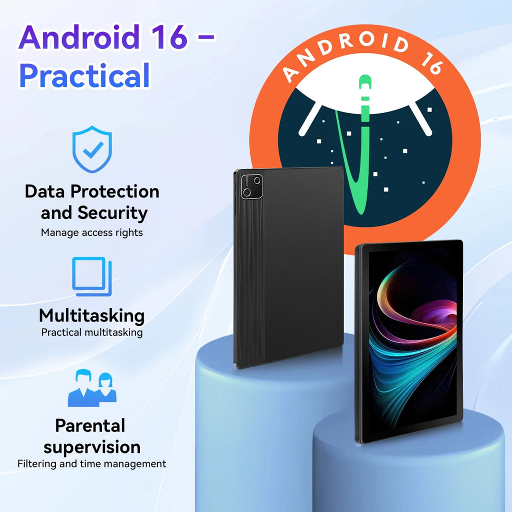 G13L 10.1 Inch Android 16 Tablet, Octa-Core A733, 36GB RAM (6GB plus 30GB Virtual), 128GB Storage, 6800mAh, WiFi 6
