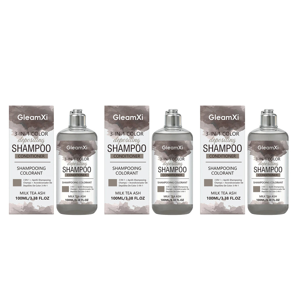 3 in 1 Hair Dye Shampoo for Gray Coverage Natural Herbal Ingredients Milk Tea Ash Brown Long-Lasting Color Deep Nourishing Cleaning Semi-Permanent Hair Color Shampoo