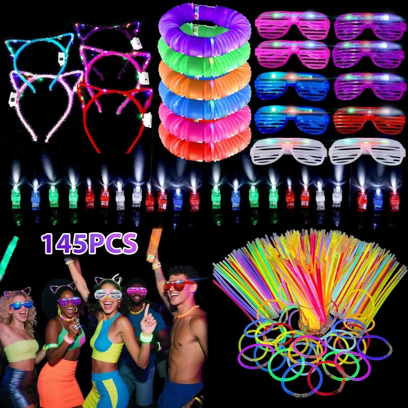 145-Piece Glow Party Supplies Pack