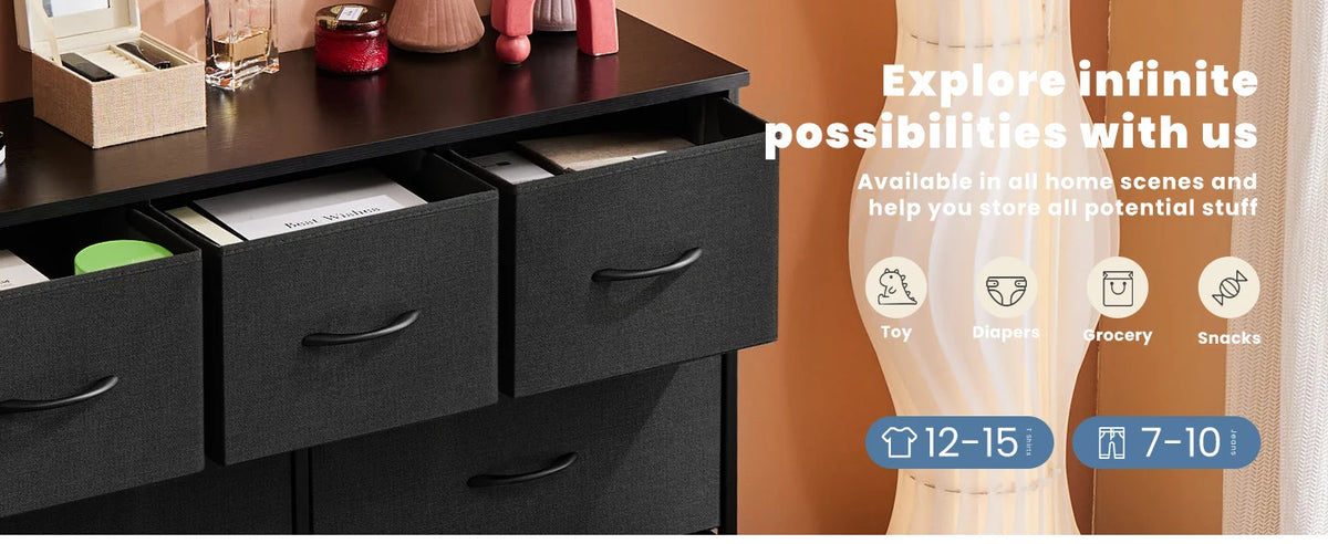 7-Drawer Fabric Dresser for Bedroom