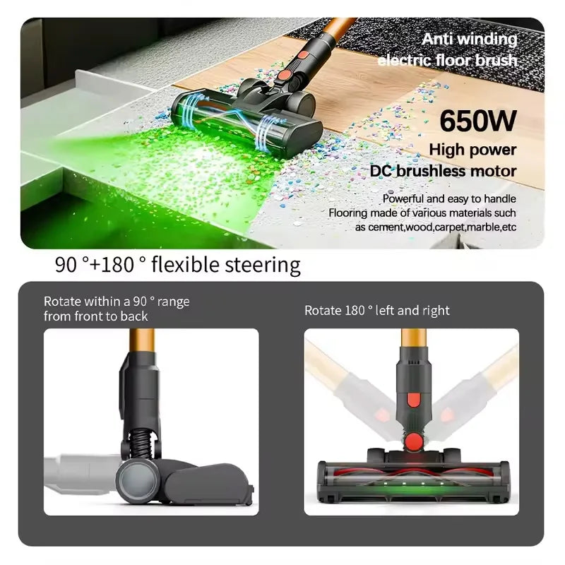 Blossom V18 Cordless Vacuum Cleaner, 550W 55KPA 50 Mins Runtime Self-Standing Vacuum Cleaners For Home