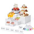 Acrylic Buffet Risers Stand with Mini Sign And Maker Food Display Elevation for Parties Weddings Home Decor