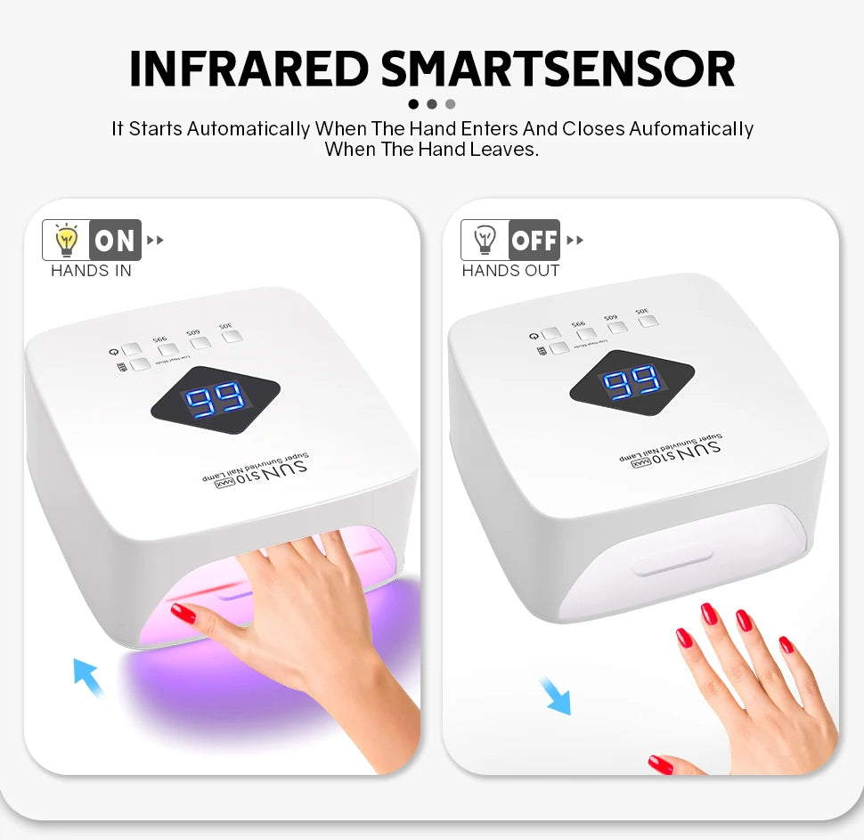 168W Rechargeable UV LED Nail Lamp with LCD Display and Auto Sensor