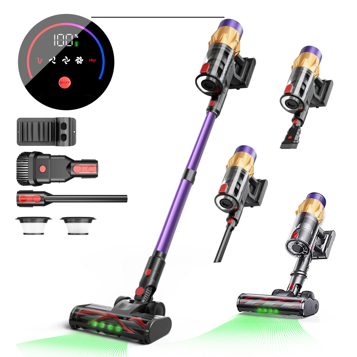 Blossom V18 Cordless Vacuum Cleaner, 550W 55KPA 50 Mins Runtime Self-Standing Vacuum Cleaners For Home