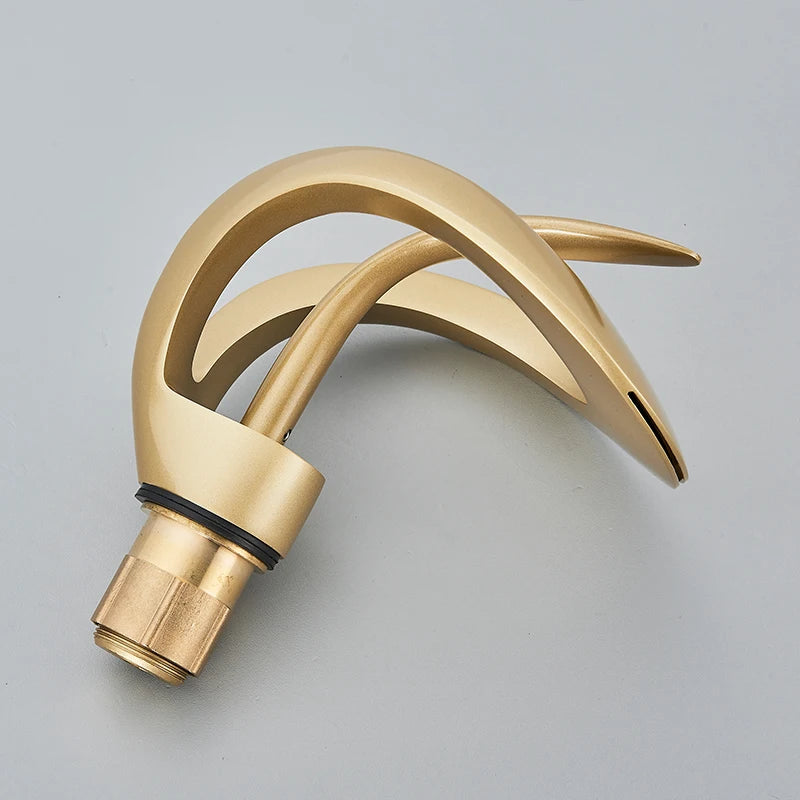 Solid Brass Waterfall Bathroom Sink Faucet, Single Handle Hot and Cold Mixer Tap