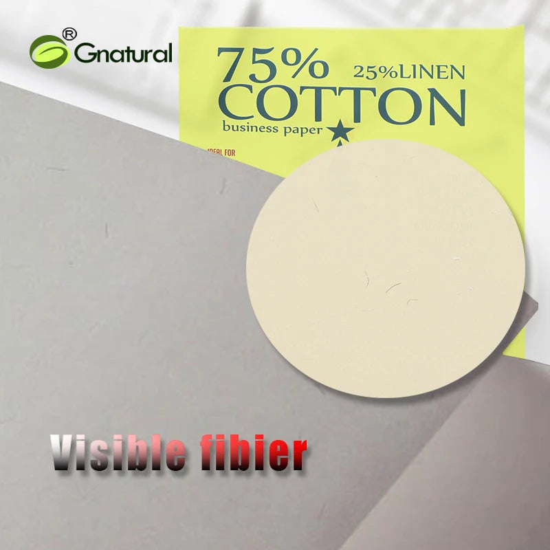 85gsm, US 75% Cotton 25% Linen Paper, Letter Size 216*279mm, Ivory Color, Visible Fiber, Low-Starch, Waterproof, 100 Sheets, MLY